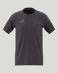 Grey Audi F1 Team men's driver t shirt front view with Revolut logo on chest and light shoulder stripes
