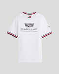Back view of white Cadillac Formula 1 Team T shirt with large Cadillac crest