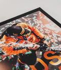 Close-up of the McLaren Oscar Piastri puzzle box showing confetti scattered across and bright orange typography
