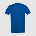 Back view of blue Ayrton Senna F1 Circuit T shirt with no visible back print