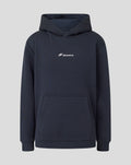 Front view of dark navy Juniors British Injection Hoodie with small white Silverstone logo