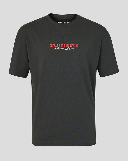 Black Oracle Red Bull Racing World Tour T shirt with a subtle chest graphic
