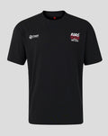 Front view of black Haas Team World Tour T Shirt with white left chest logo and red 2026 season graphic on the right chest