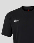 Back close up of black Haas World Tour T Shirt showing the red 2026 graphic across the back and calendar motif