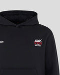 Close up front showing left chest TGR Haas F1 Team logo and right chest red 2026 season graphic on black hoodie
