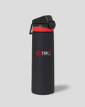 Official Haas Team 750ml water bottle in black with a red accent ring and central branding