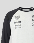 Front view of off white raglan with black sponsor logos TAG Heuer Mobil 1 Oracle Carlyle Red Bull Racing
