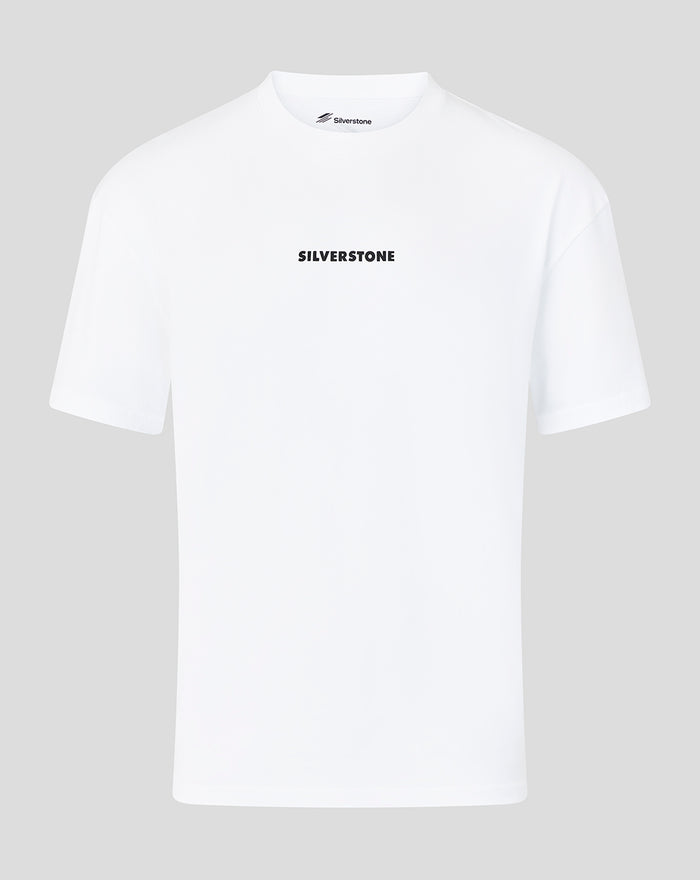 White Silverstone Heritage Short Sleeve T Shirt with centered black logo on the chest