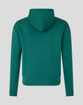 Back view of green Silverstone hoodie with an attached hood and plain back
