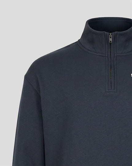 Silverstone Unisex Heritage Quarter Zip Sweater - Dark Navy
