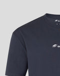 Back detail of navy T shirt showing bold Union Jack circuit graphic