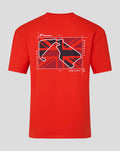 Red Silverstone T shirt with Union Jack circuit graphic on the back and a small chest logo