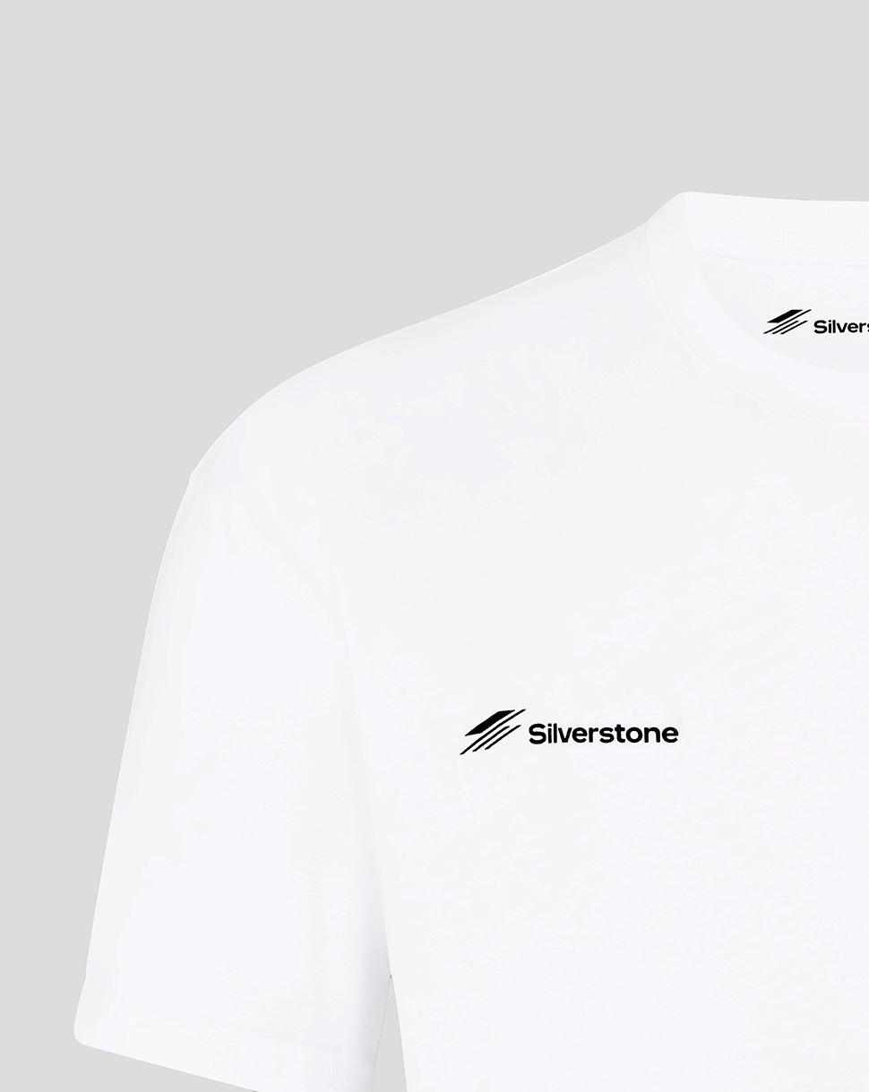 Silverstone Unisex British Injection Linear Back T-Shirt - White