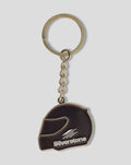 Gold helmet keyring with a linked chain and the Silverstone logo
