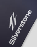 Close up of the Silverstone logo on dark navy umbrella fabric