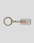 Keyring featuring a miniature British Grand Prix street sign with Silverstone circuit layout
