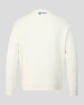 Back view of egret colored Haas Team USA flag sweater with a small neck logo