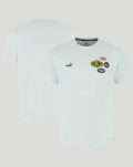 White Williams Racing patches special edition T shirt shown from front and back with Williams logos and patches