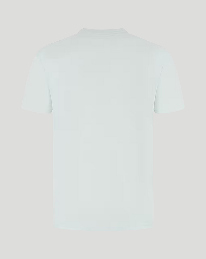 Back view of a light white Williams Racing T shirt showing a plain back.