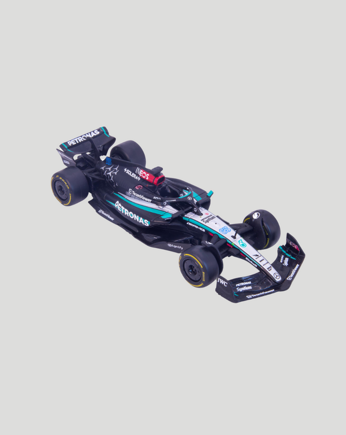 1:43 scale Mercedes AMG F1 W15 2024 Russell model car on a light gray background