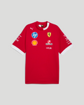 Red Scuderia Ferrari F1 Drivers oversized team T shirt with sponsor logos on chest and white cuffed sleeves