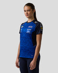 Female model wearing Oracle Red Bull Racing Set Up short sleeve T Shirt in blue with AerTek details and mesh side panels