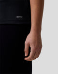Close-up of the Haas Team polo sleeve showing AerTek branding on black fabric