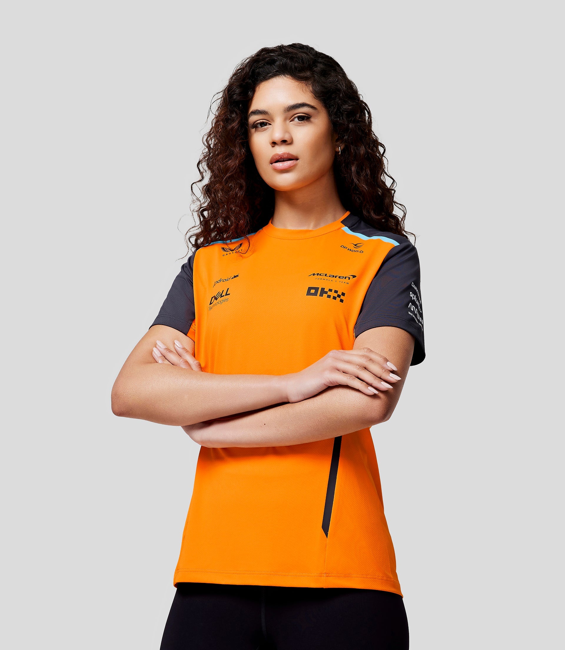 McLaren Womens Official Teamwear Set Up T-Shirt Formula 1 - Papaya/Phantom