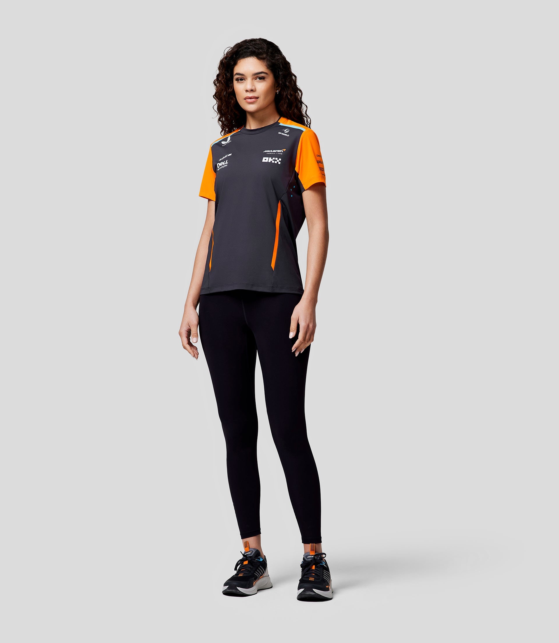McLaren Womens Official Teamwear Set Up T-Shirt Formula 1 - Phantom/Papaya