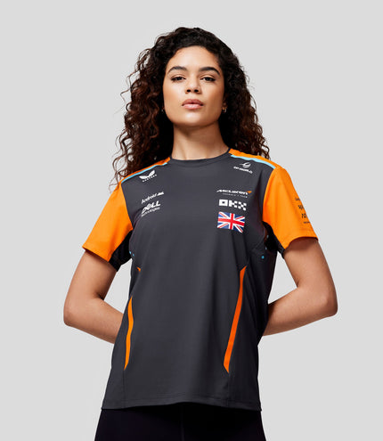 Womens Official Teamwear Set Up T-Shirt Lando Norris Formula 1 - Phantom/Papaya