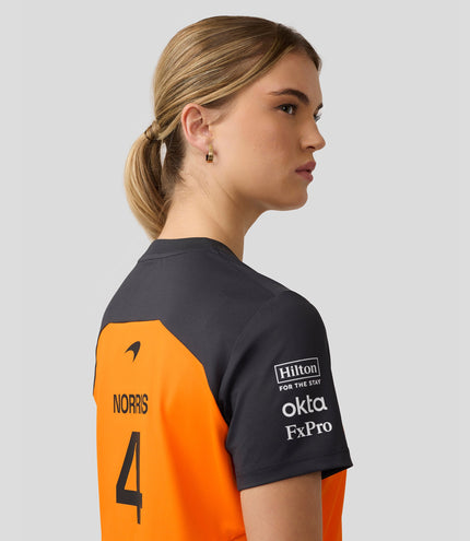 Official Womens McLaren F1 Teamwear Set Up T-Shirt Lando Norris - Papaya/Phantom