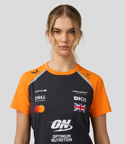 Official Womens McLaren F1 Teamwear Set Up T-Shirt Lando Norris - Phantom/Papaya