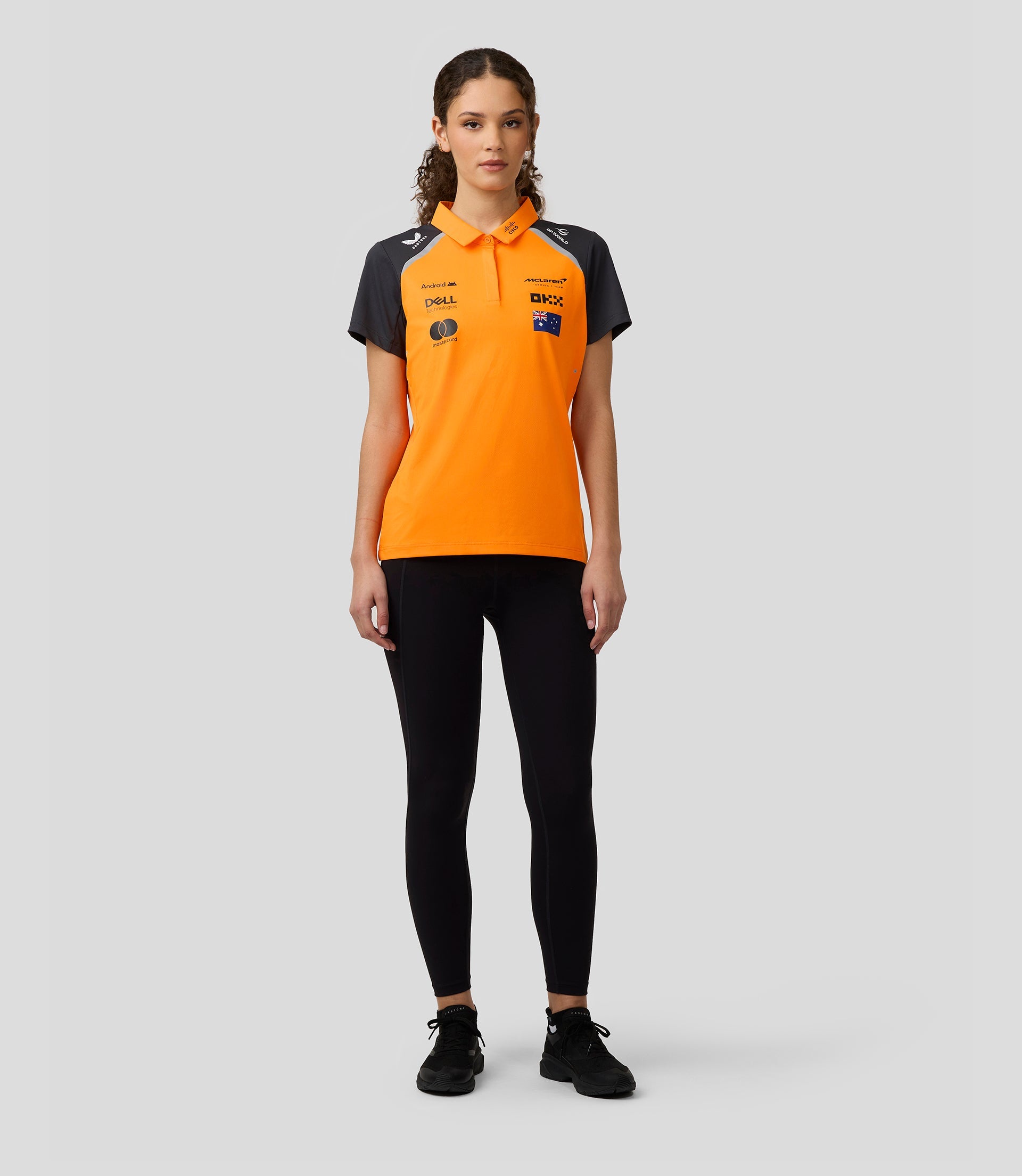 Official Womens McLaren Formula 1 Team Polo Shirt Oscar Piastri - Papaya/Phantom