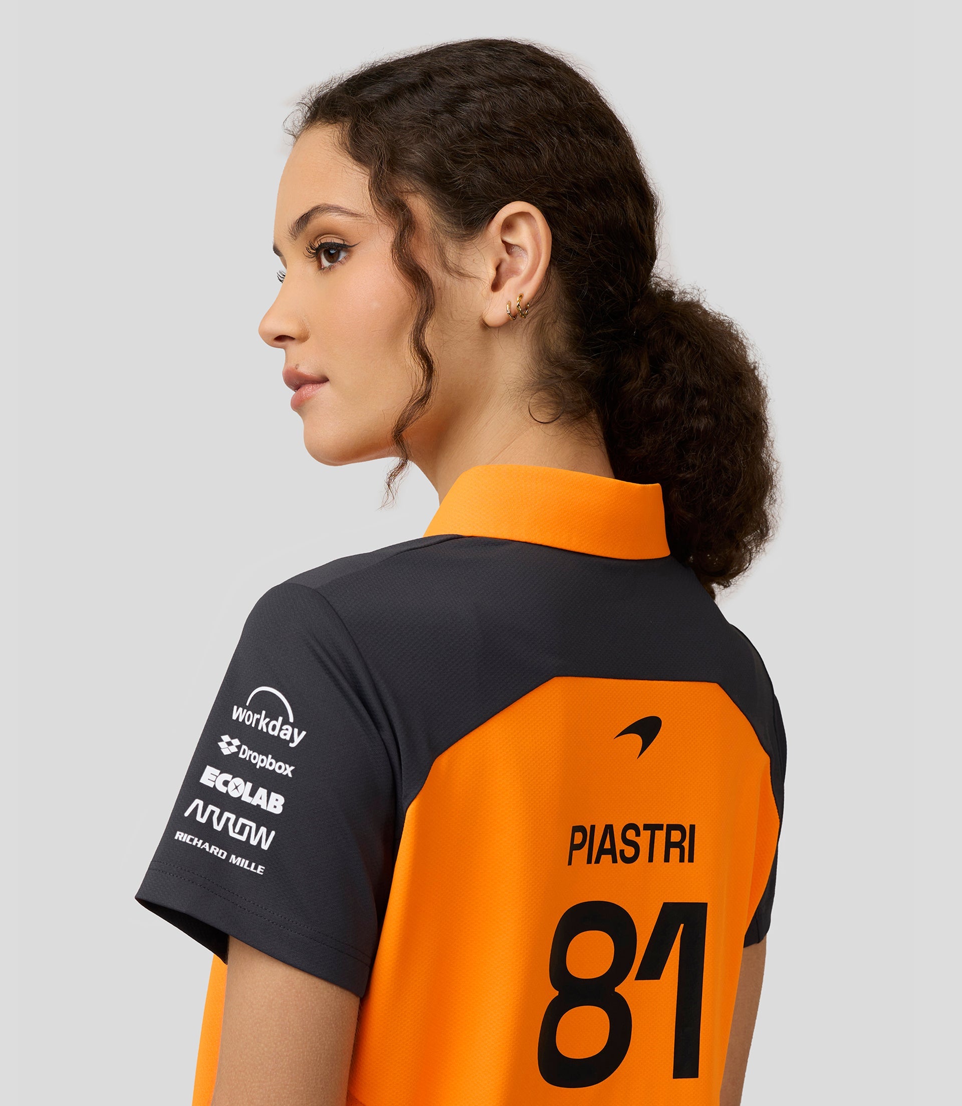 Official Womens McLaren Formula 1 Team Polo Shirt Oscar Piastri - Papaya/Phantom