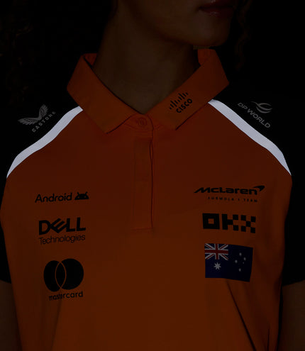 Official Womens McLaren Formula 1 Team Polo Shirt Oscar Piastri - Papaya/Phantom