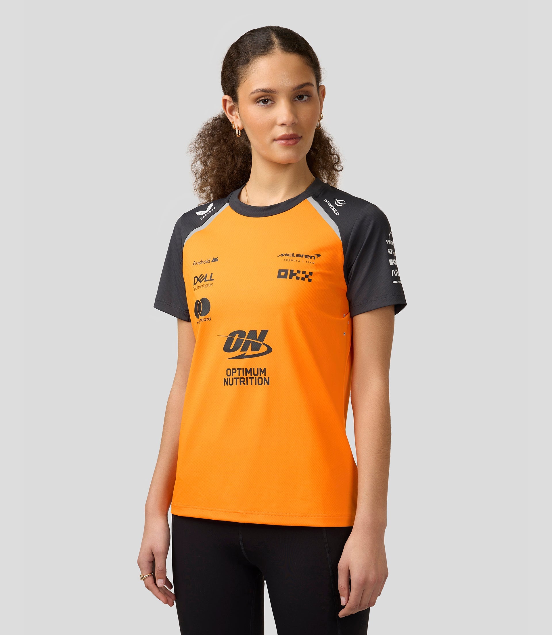 Official Womens McLaren Formula 1 Team Set Up T-Shirt - Papaya/Phantom