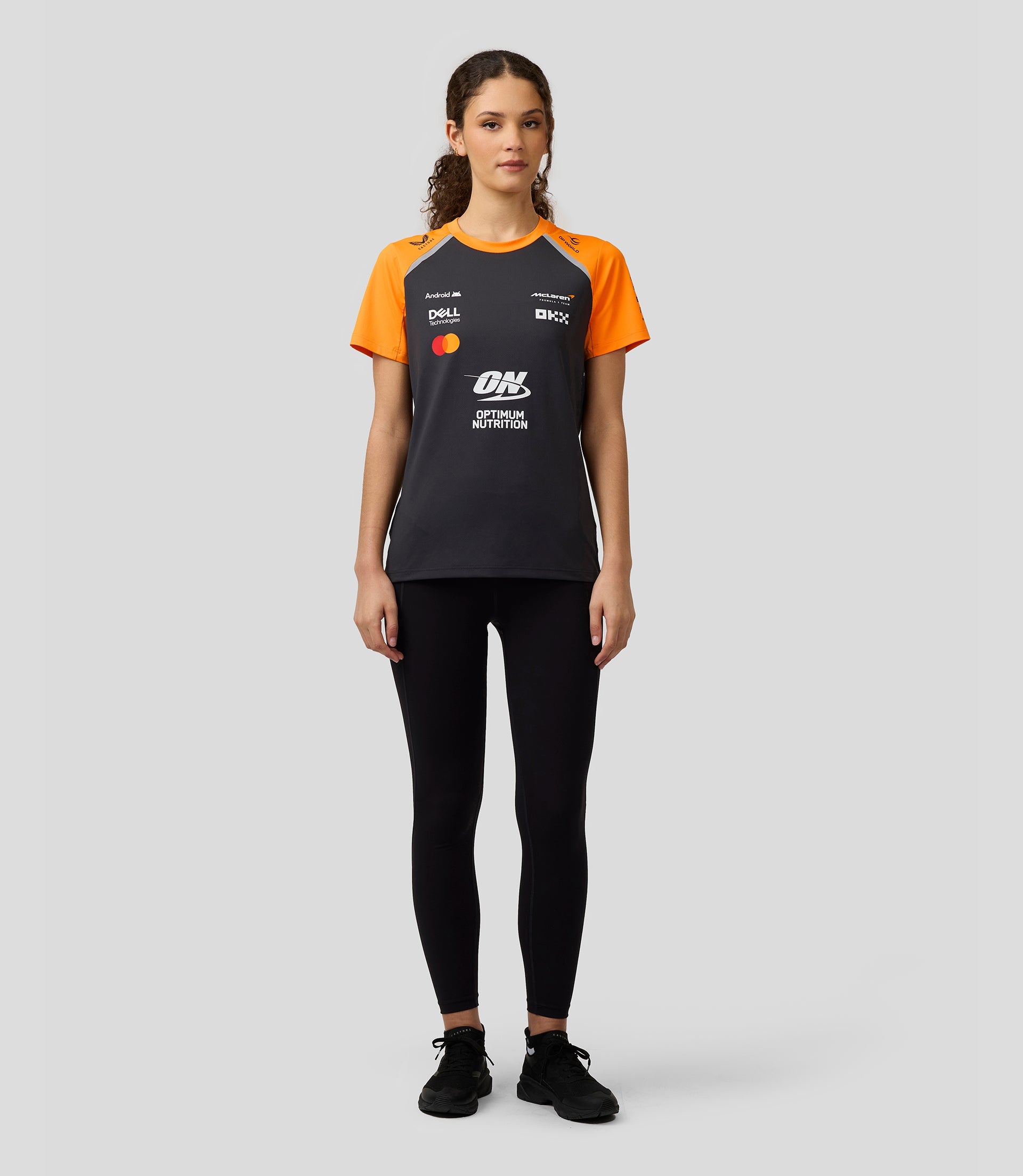 Official Womens McLaren F1 Teamwear Set Up T-Shirt - Phantom/Papaya