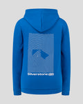Blue Silverstone Junior Hoodie back view with white abstract graphic