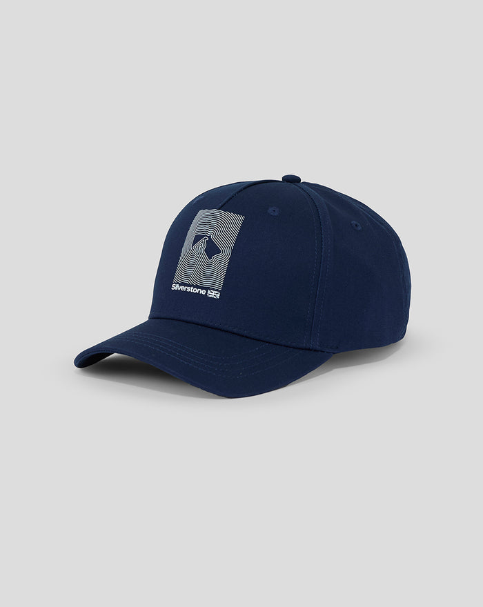Navy junior cap with curved brim and Silverstone logo on the front.