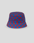 Silverstone bucket hat featuring a red and blue checkered pattern on the crown