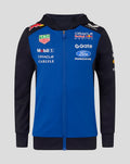 Front view of a night sky blue and black Oracle Red Bull Racing juniors teamline full zip hoodie with sponsor logos on chest and sleeves
