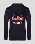 Back view of a navy Oracle Red Bull Racing Teamline hoodie with a large Red Bull logo and Mobil 1 branding
