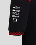 Sleeve close up with Ruckus Networks Pirelli UC Chicago Medicine Infobip and FIX Network logos and a red patterned cuff.