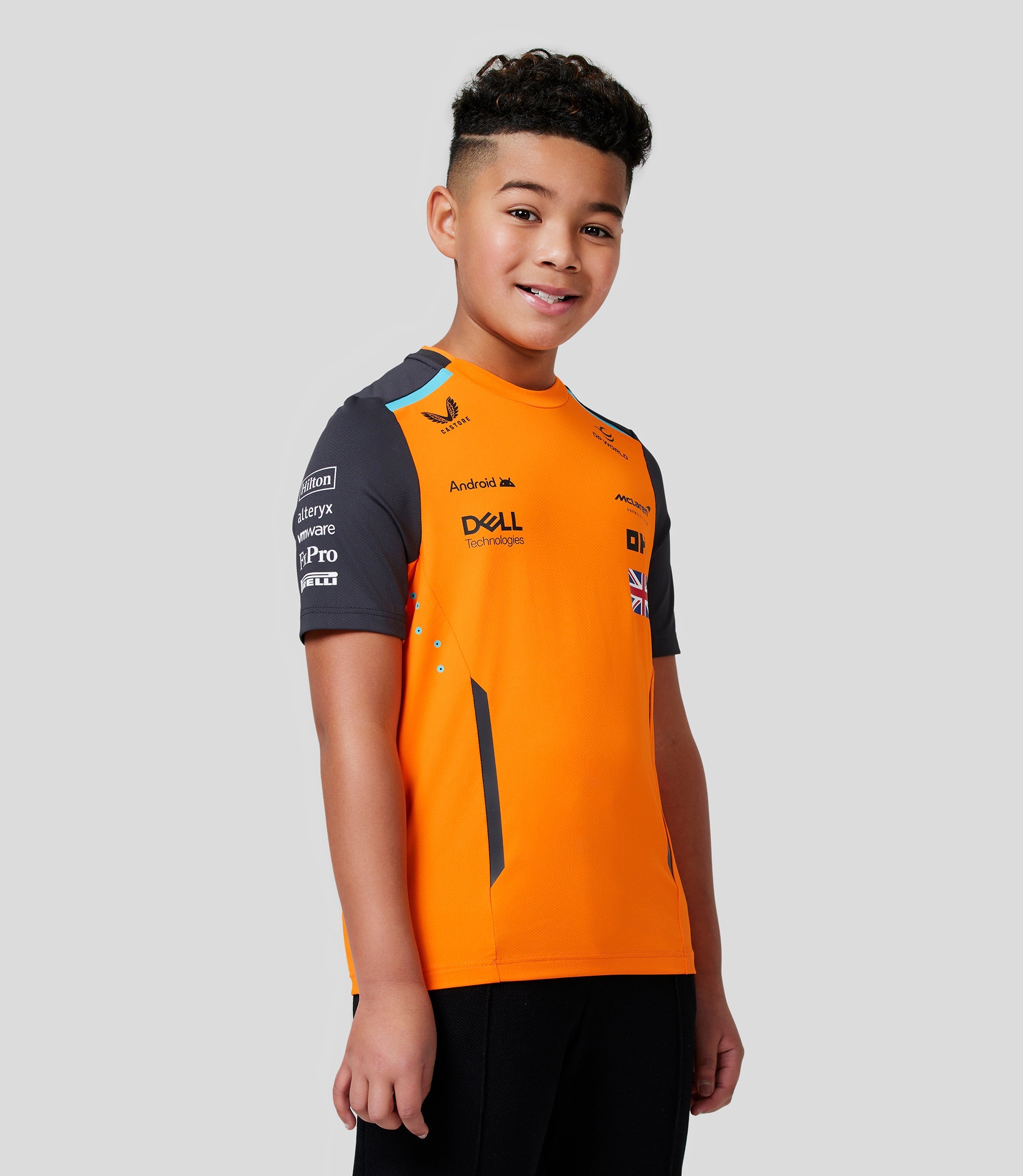 McLaren Junior Official Teamwear Set Up T-Shirt Lando Norris Formula 1 - Papaya/Phantom