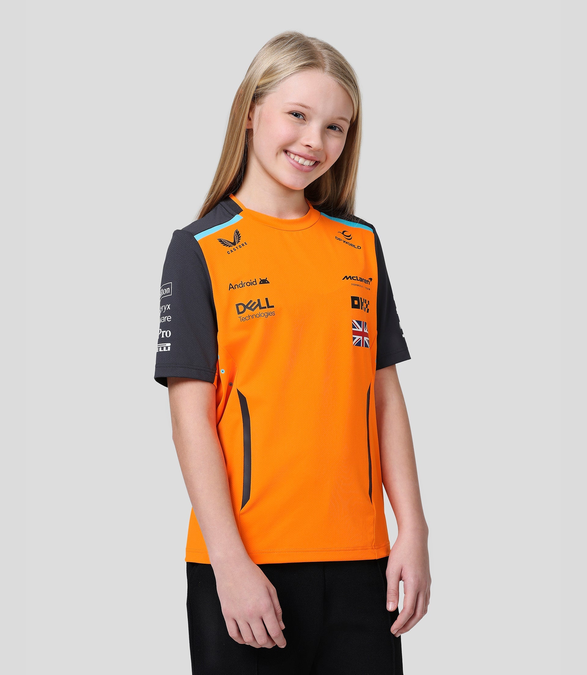 McLaren Junior Official Teamwear Set Up T-Shirt Lando Norris Formula 1 - Papaya/Phantom