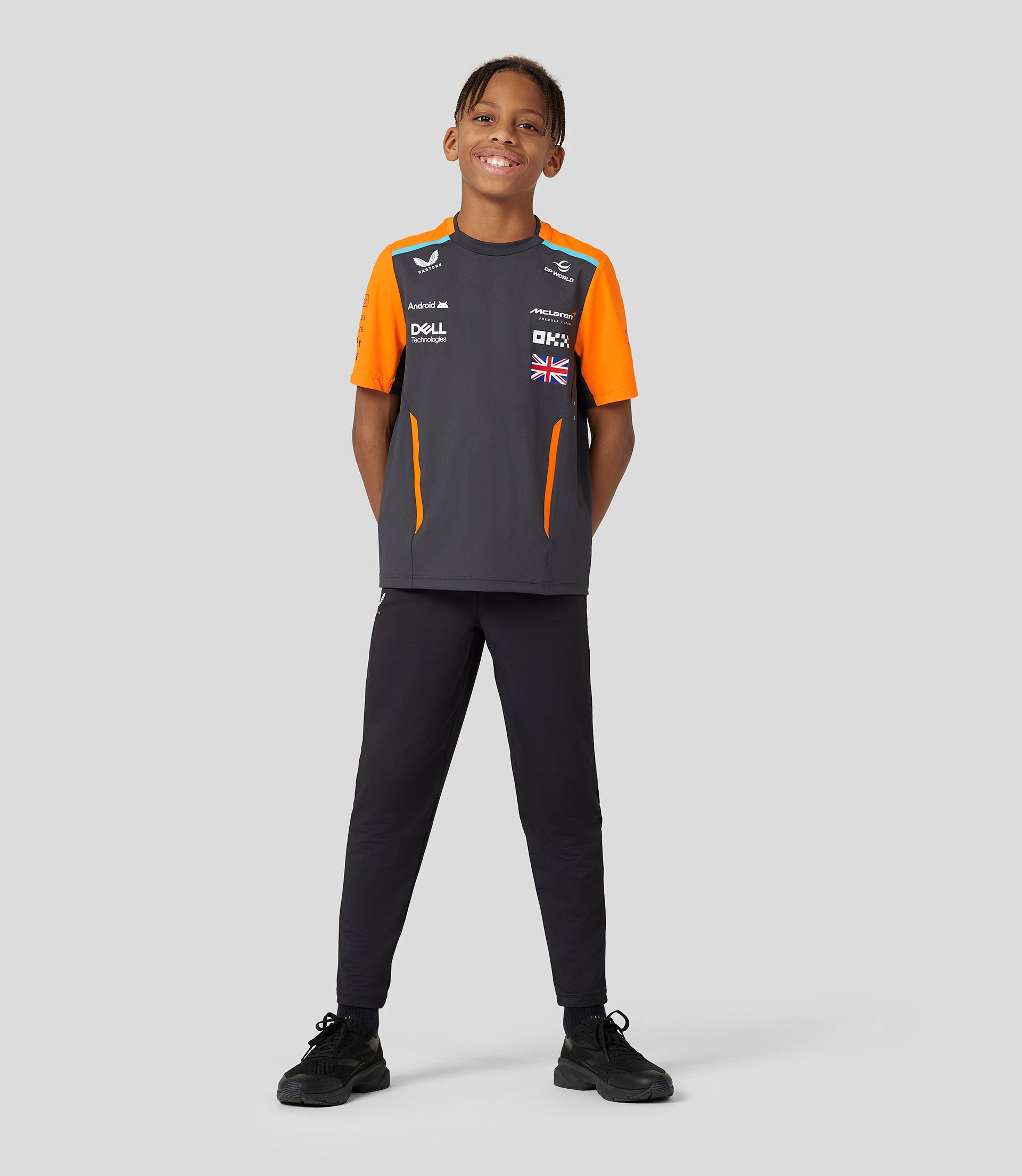 McLaren Junior Official Teamwear Set Up T-Shirt Lando Norris Formula 1 - Phantom/Papaya