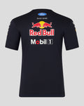 Back view of navy Red Bull Racing Teamline Set Up T Shirt with large Red Bull and sponsor branding on the back