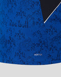 Blue pixelated camouflage fabric close-up with Red Bull branding and AERTEK label from the Set Up T Shirt
