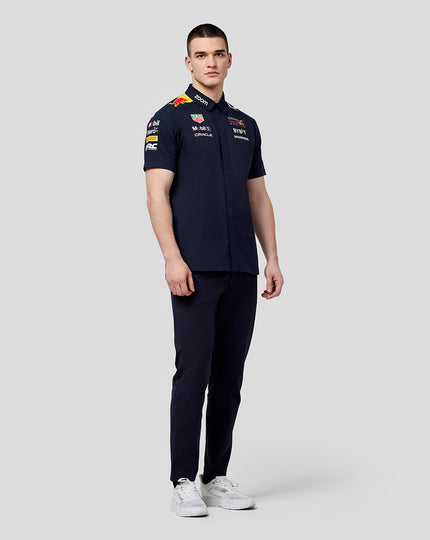 Oracle Red Bull Racing Men's Official Teamline Short Sleeve Buttoned Shirt - Night Sky