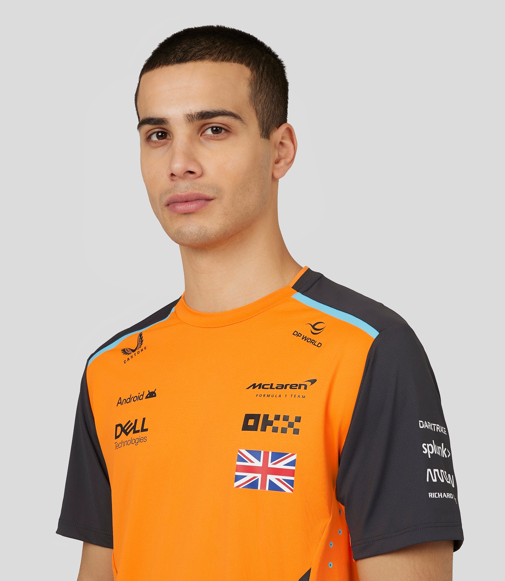 McLaren Mens Official Teamwear Set Up T-Shirt Lando Norris Formula 1 - Papaya/Phantom